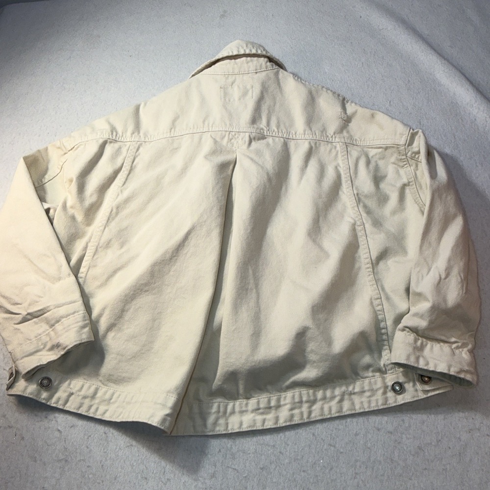 Free People-We The Free Off White Opal  Swing Denim Jacket Size Small Ecru Y2K - Picture 14 of 16